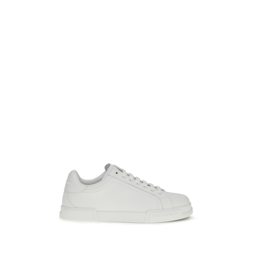 Dolce & Gabbana White Calf Leather Bos Taurus Low Top Sneakers Dolce & Gabbana