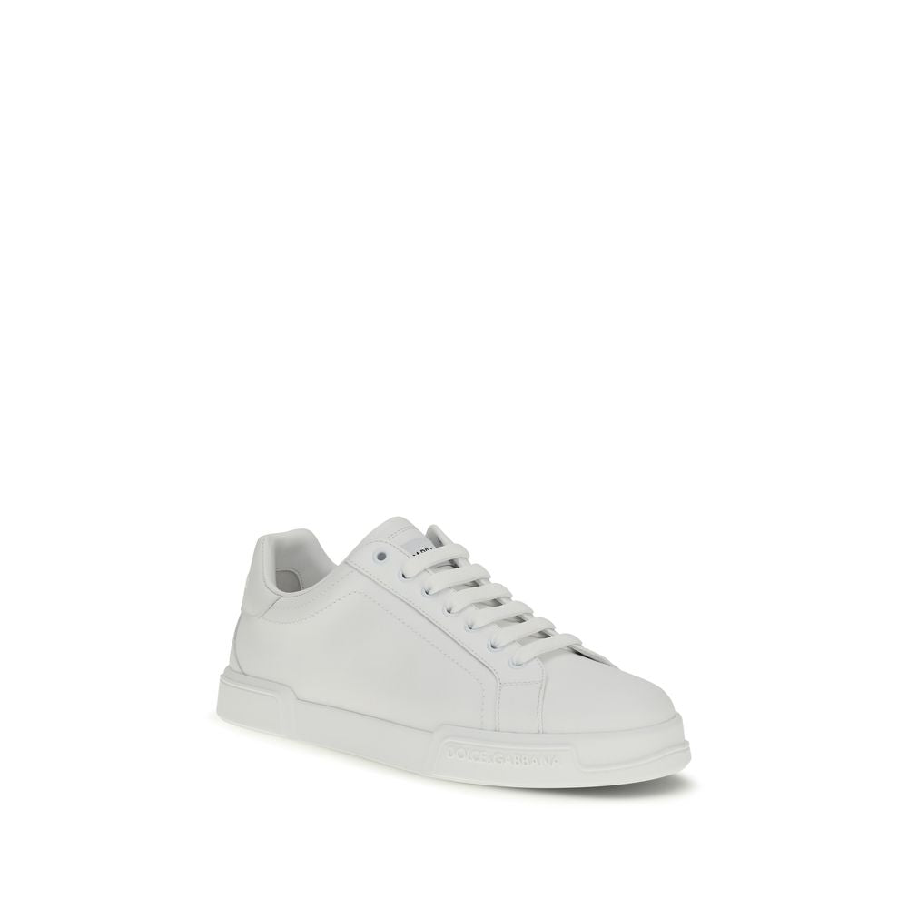 Dolce & Gabbana White Calf Leather Bos Taurus Low Top Sneakers Dolce & Gabbana