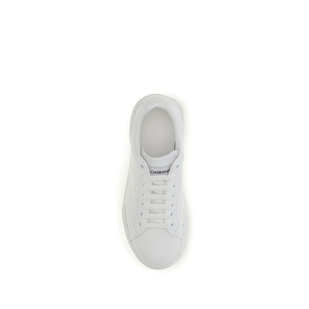 Dolce & Gabbana White Calf Leather Bos Taurus Low Top Sneakers Dolce & Gabbana