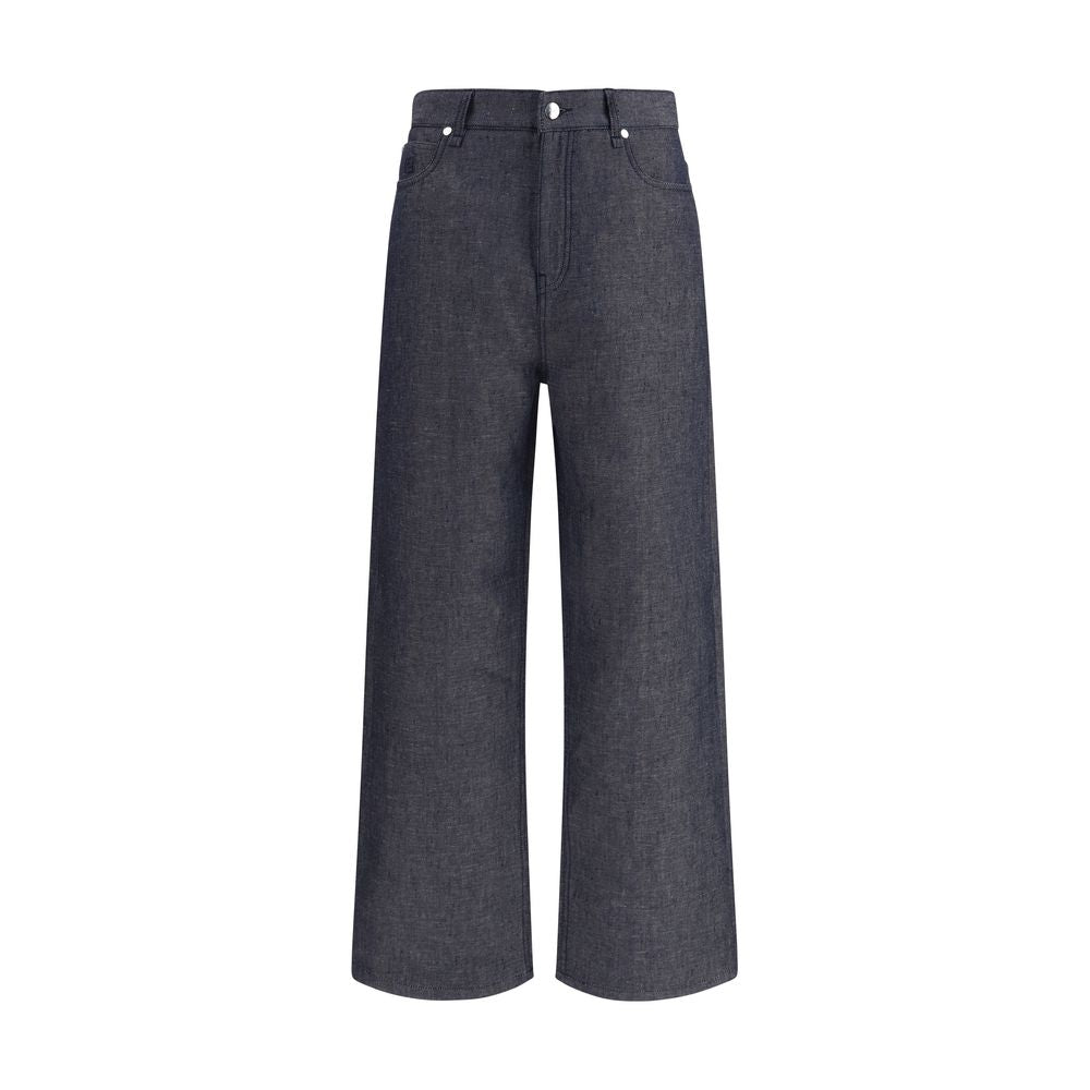 Fendi Blue Linen Relaxed Fit Jeans Fendi
