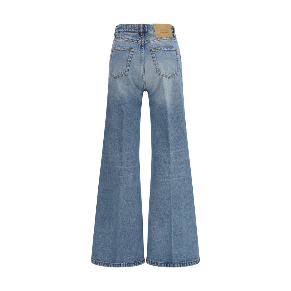 Ami Paris Blue Cotton Flared Jeans Ami Paris