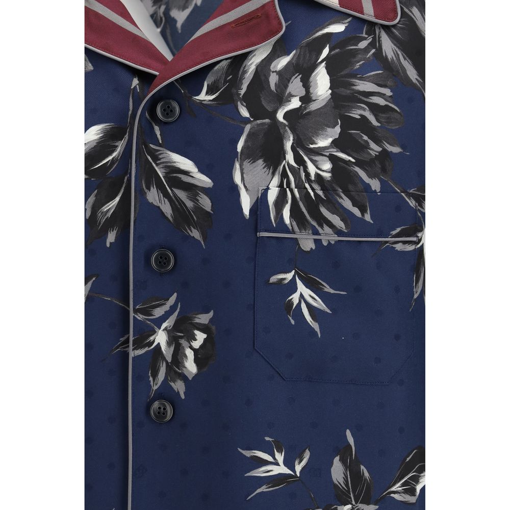 Dolce & Gabbana Blue Silk Pattern Shirt Dolce & Gabbana