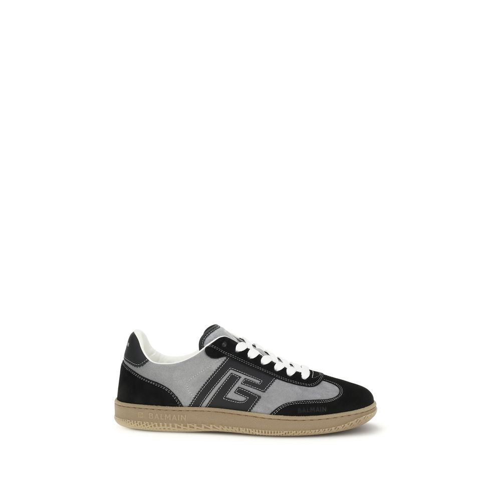 Balmain Gray Calf Leather Bos Taurus Low Top Sneakers Balmain