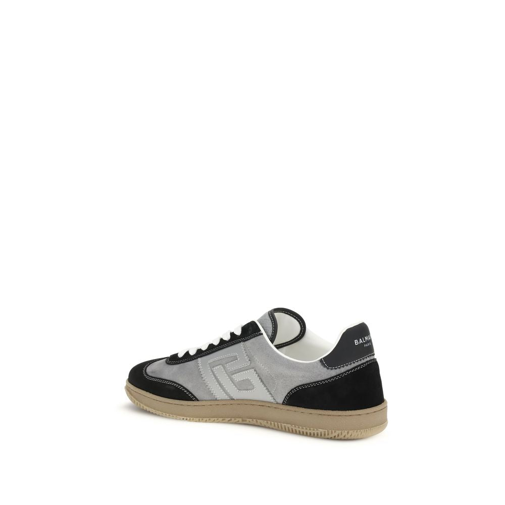 Balmain Gray Calf Leather Bos Taurus Low Top Sneakers Balmain