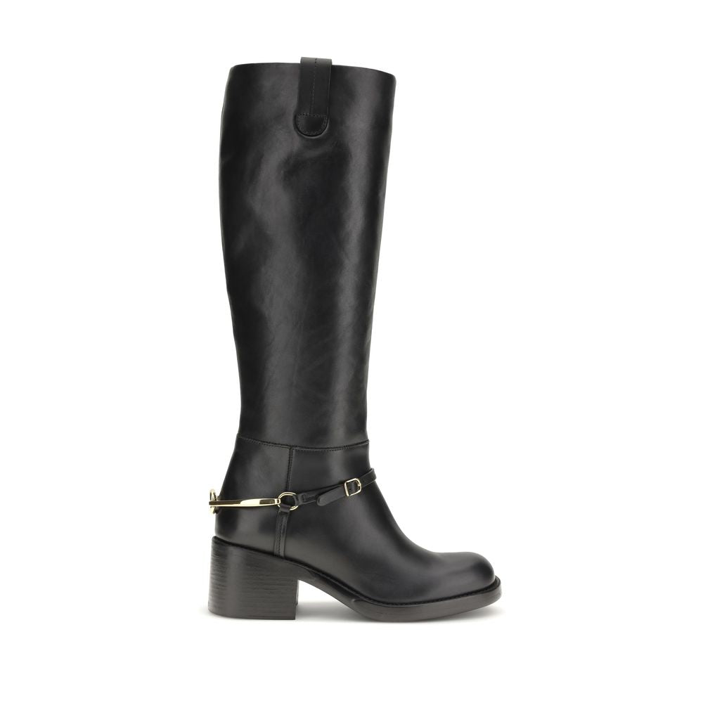 Chloé Black Calf Leather Bos Taurus Lace-Up Boots Chloé