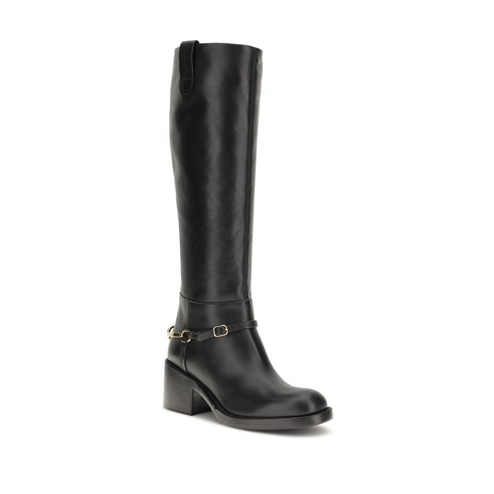 Chloé Black Calf Leather Bos Taurus Lace-Up Boots Chloé