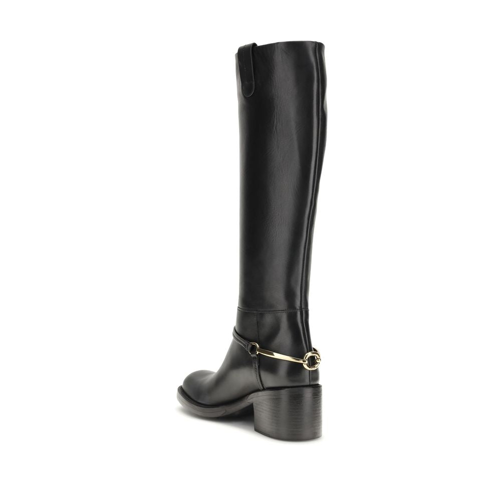 Chloé Black Calf Leather Bos Taurus Lace-Up Boots Chloé