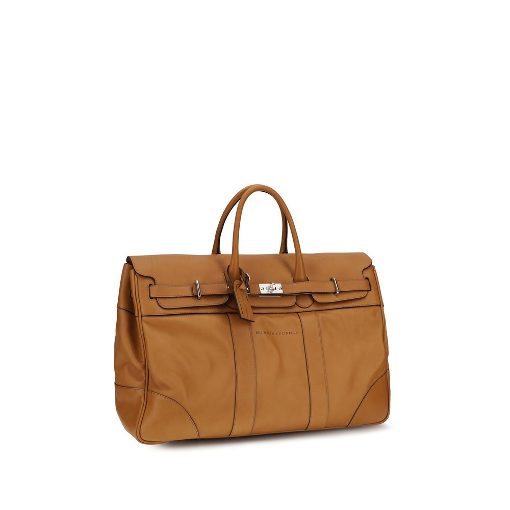 Brunello Cucinelli Brown Calf Leather Bos Taurus Luggage And Travel Brunello Cucinelli