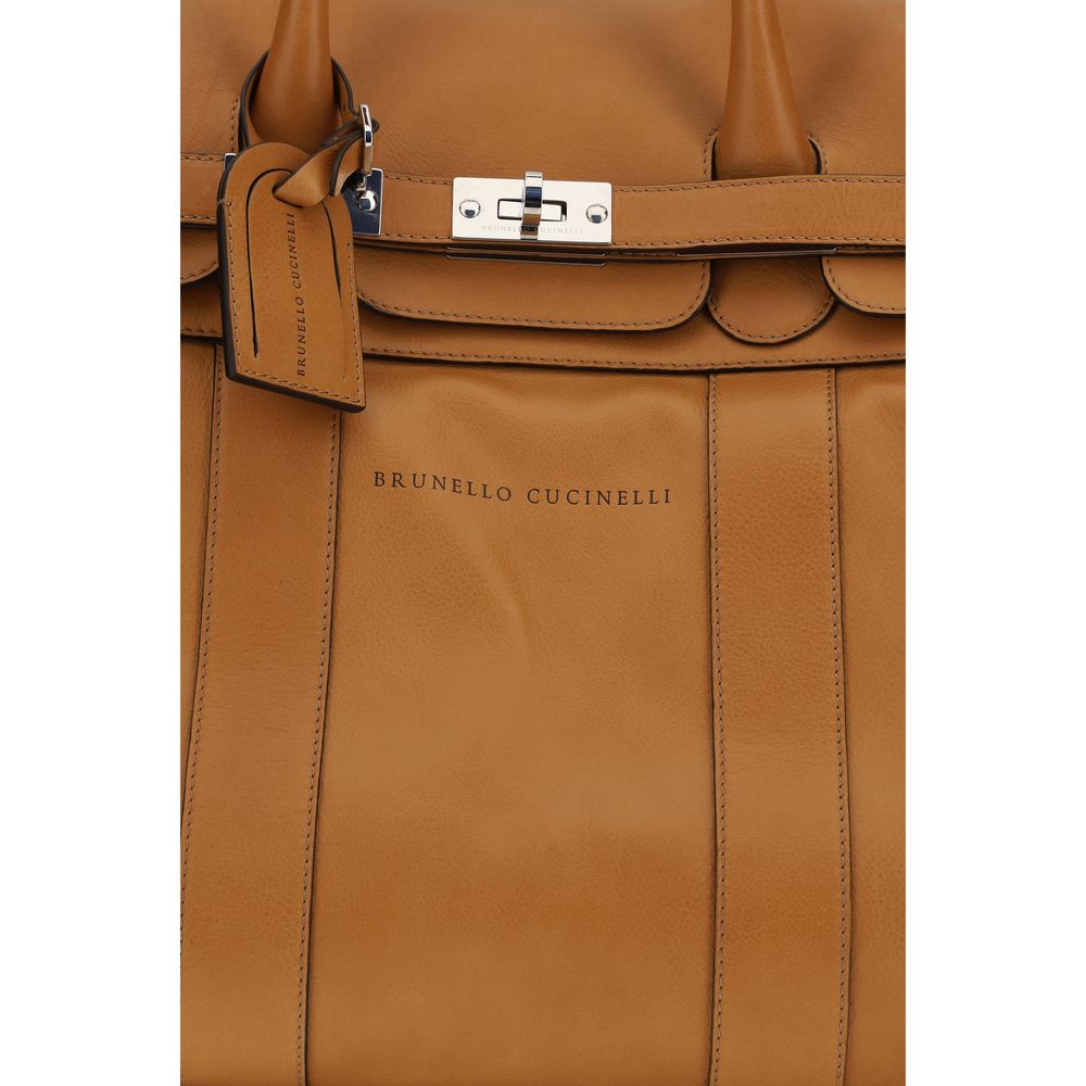 Brunello Cucinelli Brown Calf Leather Bos Taurus Luggage And Travel Brunello Cucinelli