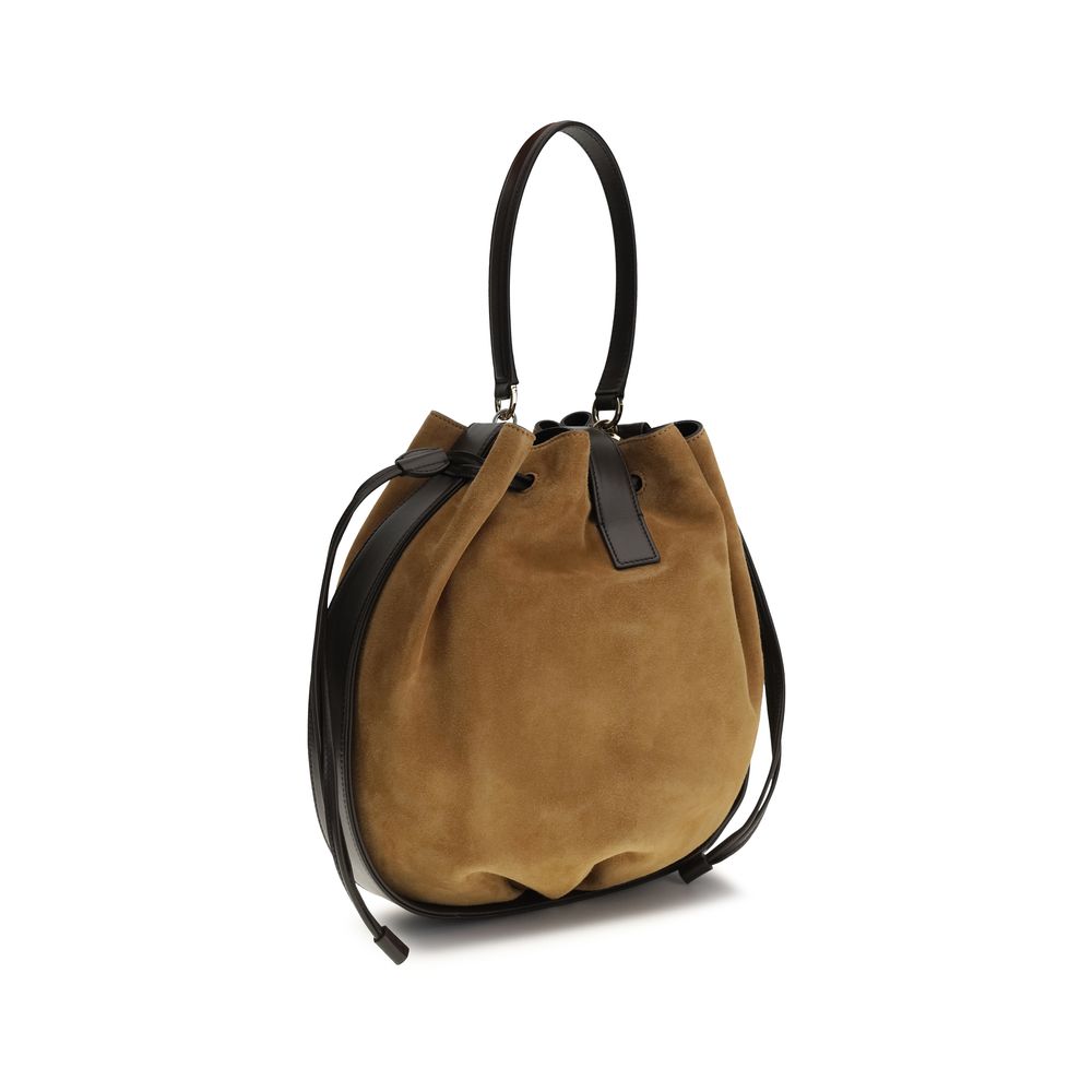 Ferragamo Brown Calf Leather Bos Taurus Backet Bag Ferragamo