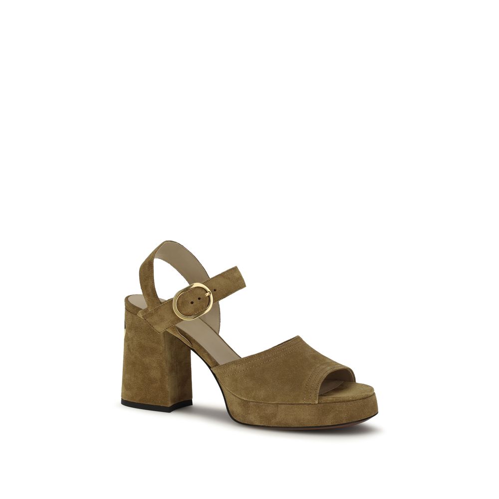 Valentino Garavani Beige Calf Leather Bos Taurus Platform Sandals Valentino Garavani
