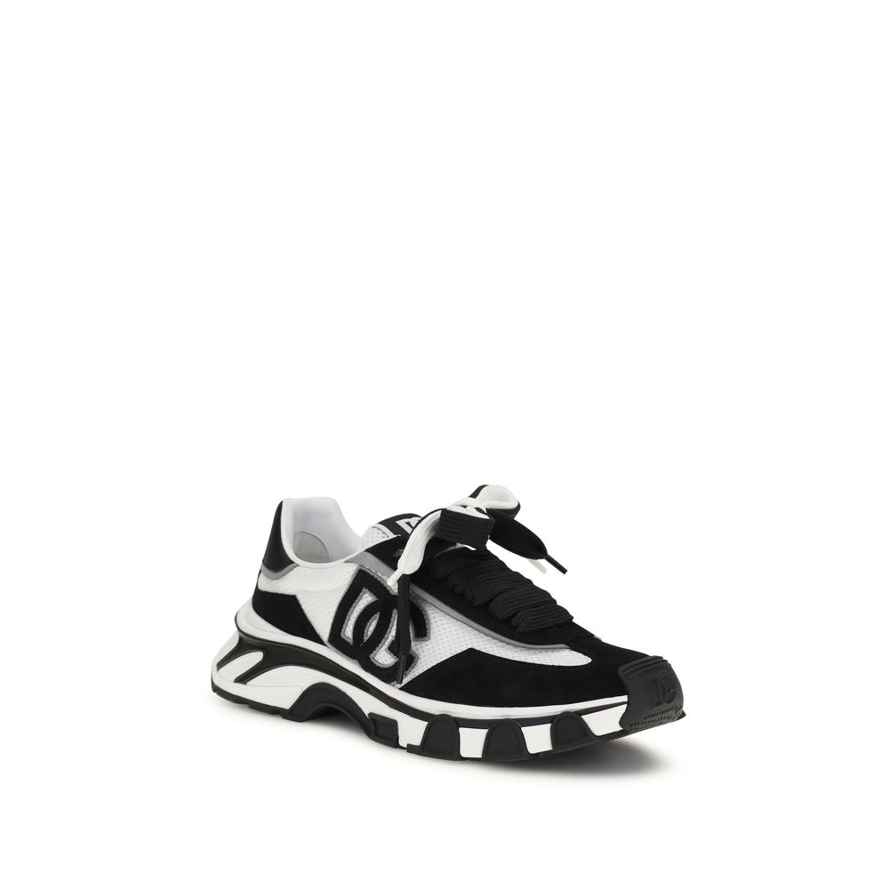 Dolce & Gabbana Black Calf Leather Bos Taurus Athletic Sneakers Dolce & Gabbana