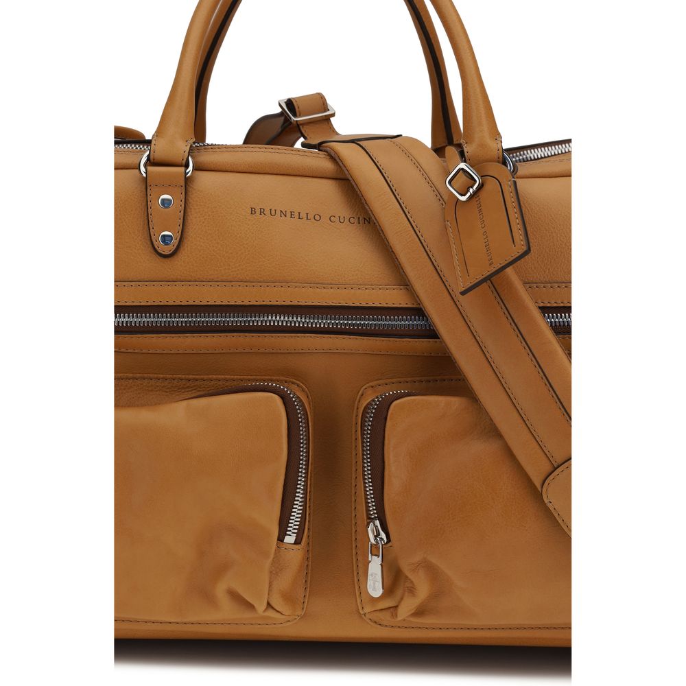 Brunello Cucinelli Brown Calf Leather Bos Taurus Luggage And Travel Brunello Cucinelli