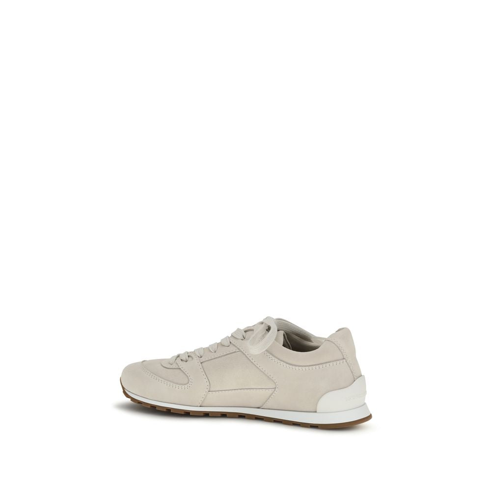 Brunello Cucinelli Beige Calf Leather Bos Taurus Low Top Sneakers Brunello Cucinelli