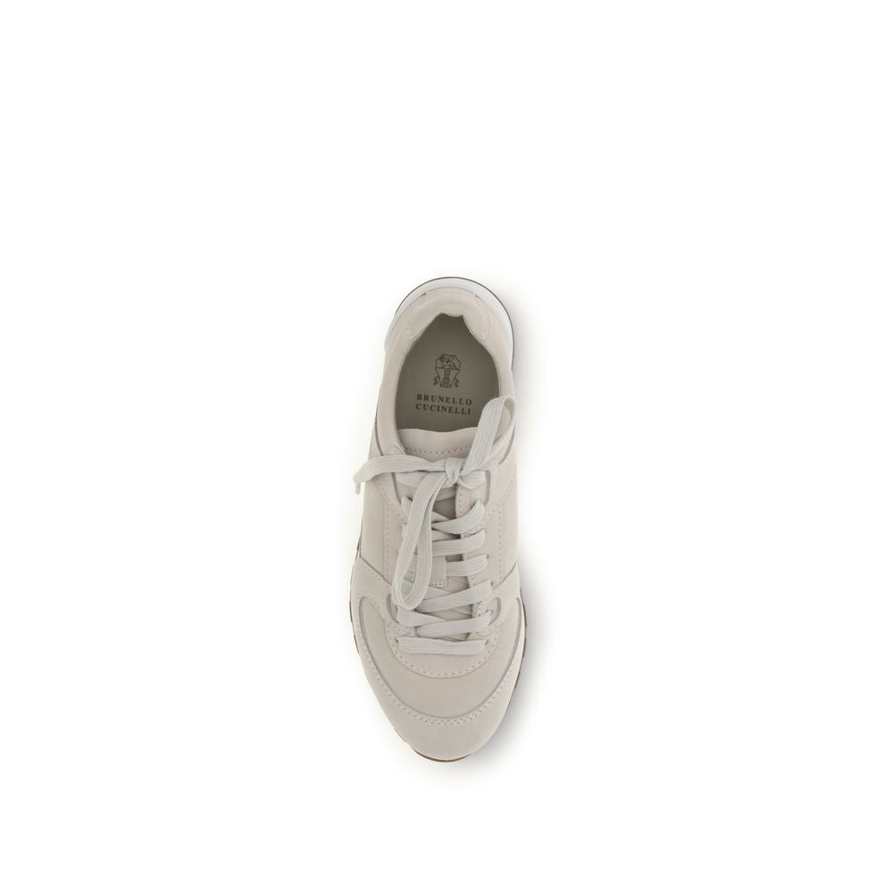 Brunello Cucinelli Beige Calf Leather Bos Taurus Low Top Sneakers Brunello Cucinelli