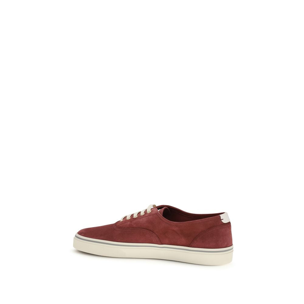 Brunello Cucinelli Bordeaux Calf Leather Bos Taurus Low Top Sneakers Brunello Cucinelli