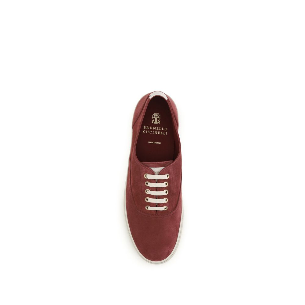 Brunello Cucinelli Bordeaux Calf Leather Bos Taurus Low Top Sneakers Brunello Cucinelli