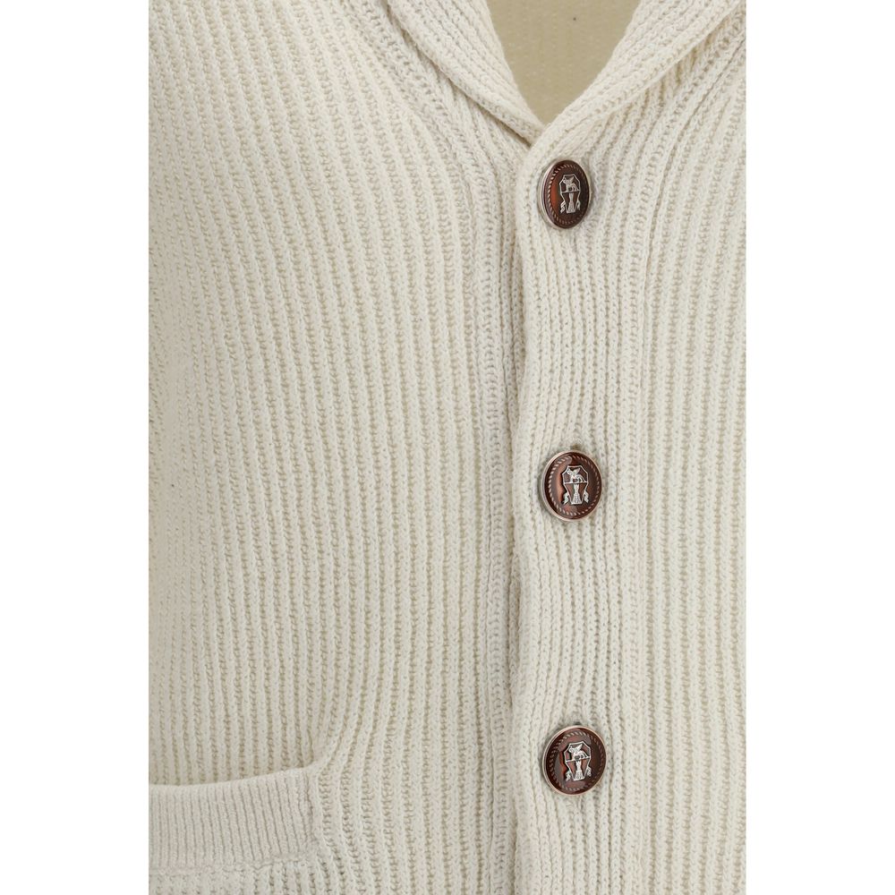 Brunello Cucinelli Beige Cotton Cardigan Brunello Cucinelli