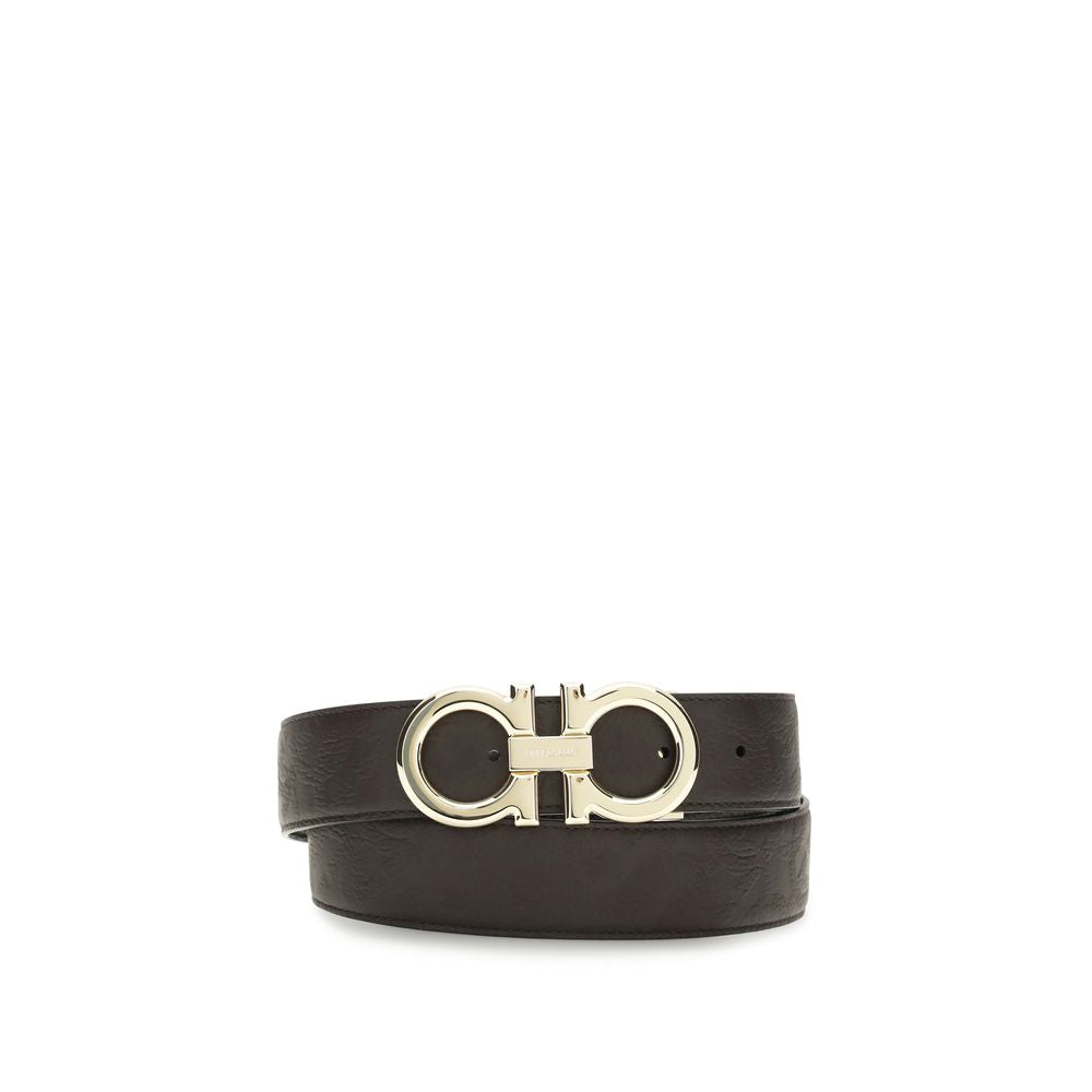Ferragamo Brown Calf Leather Bos Taurus Regular Belt Ferragamo