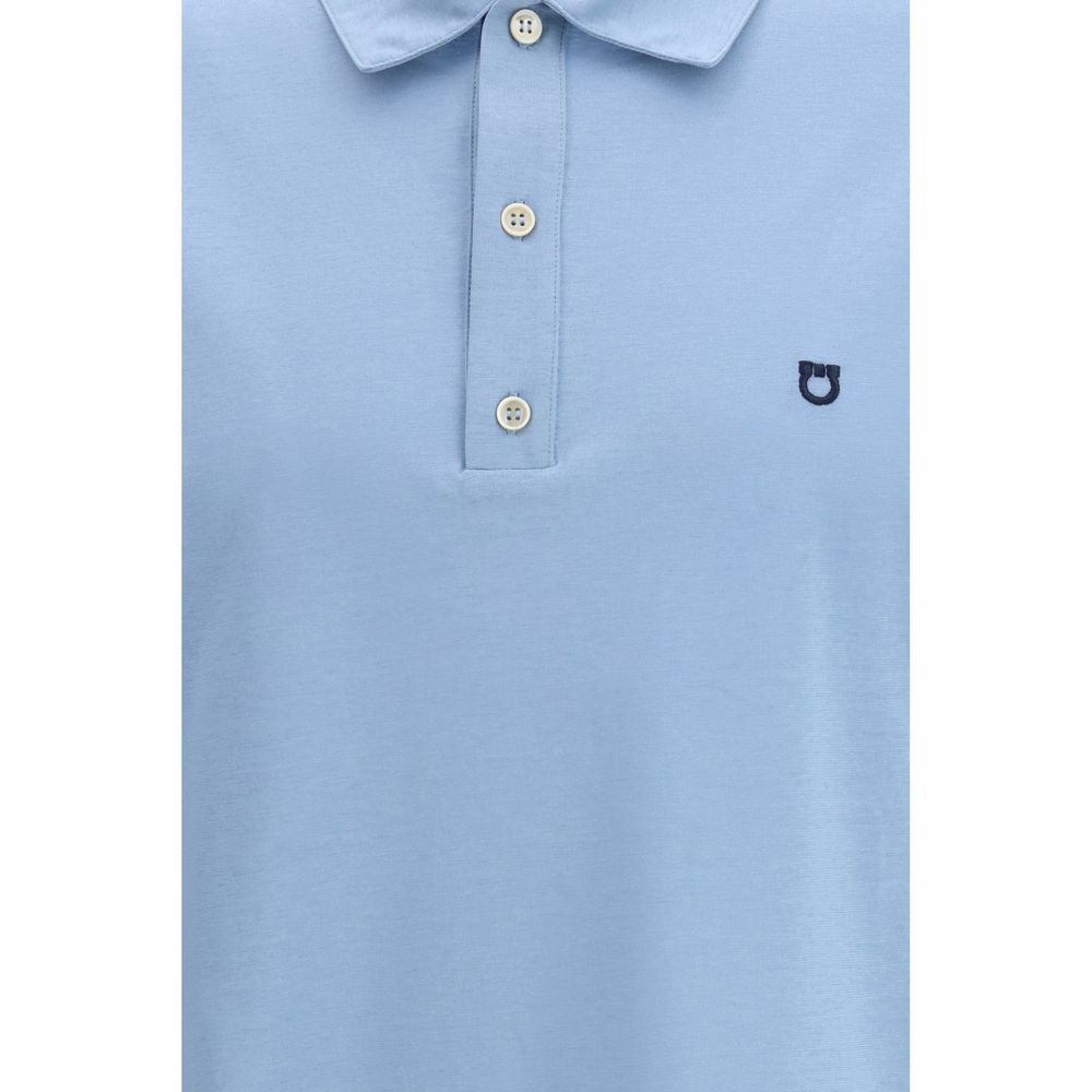 Ferragamo Blue Cotton Polo Shirt Ferragamo