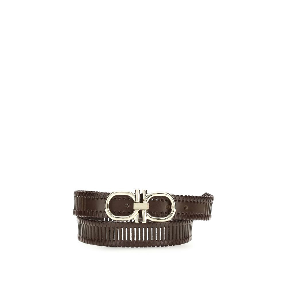 Ferragamo Brown Calf Leather Bos Taurus Regular Belt Ferragamo