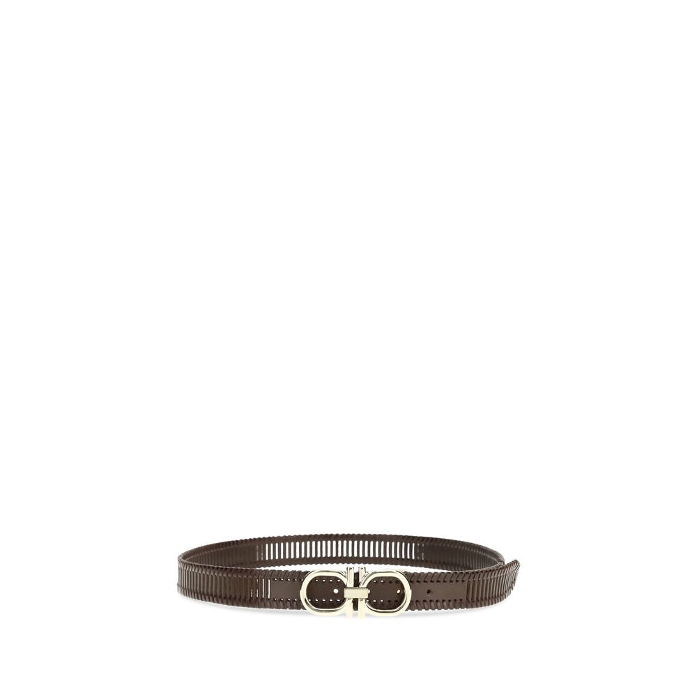 Ferragamo Brown Calf Leather Bos Taurus Regular Belt Ferragamo