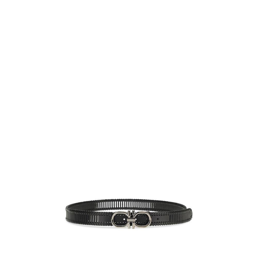 Ferragamo Black Calf Leather Bos Taurus Regular Belt Ferragamo