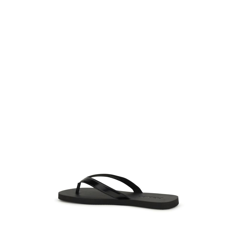 Prada Black Calf Leather Bos Taurus Flip-Flop Sandals Prada