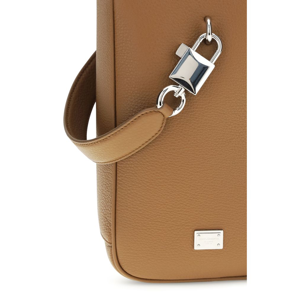 Dolce & Gabbana Brown Calf Leather Bos Taurus Handbag Dolce & Gabbana