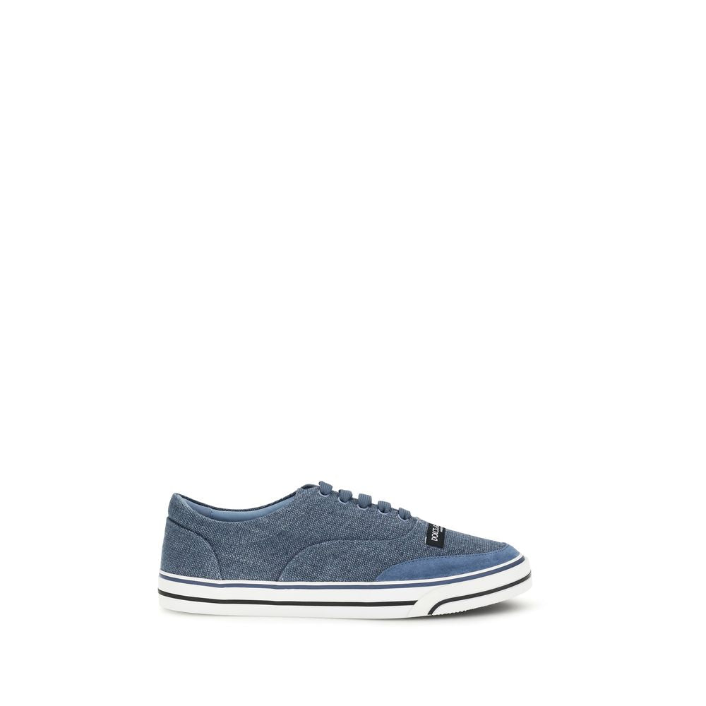 Dolce & Gabbana Blue Linen Low Top Sneakers Dolce & Gabbana