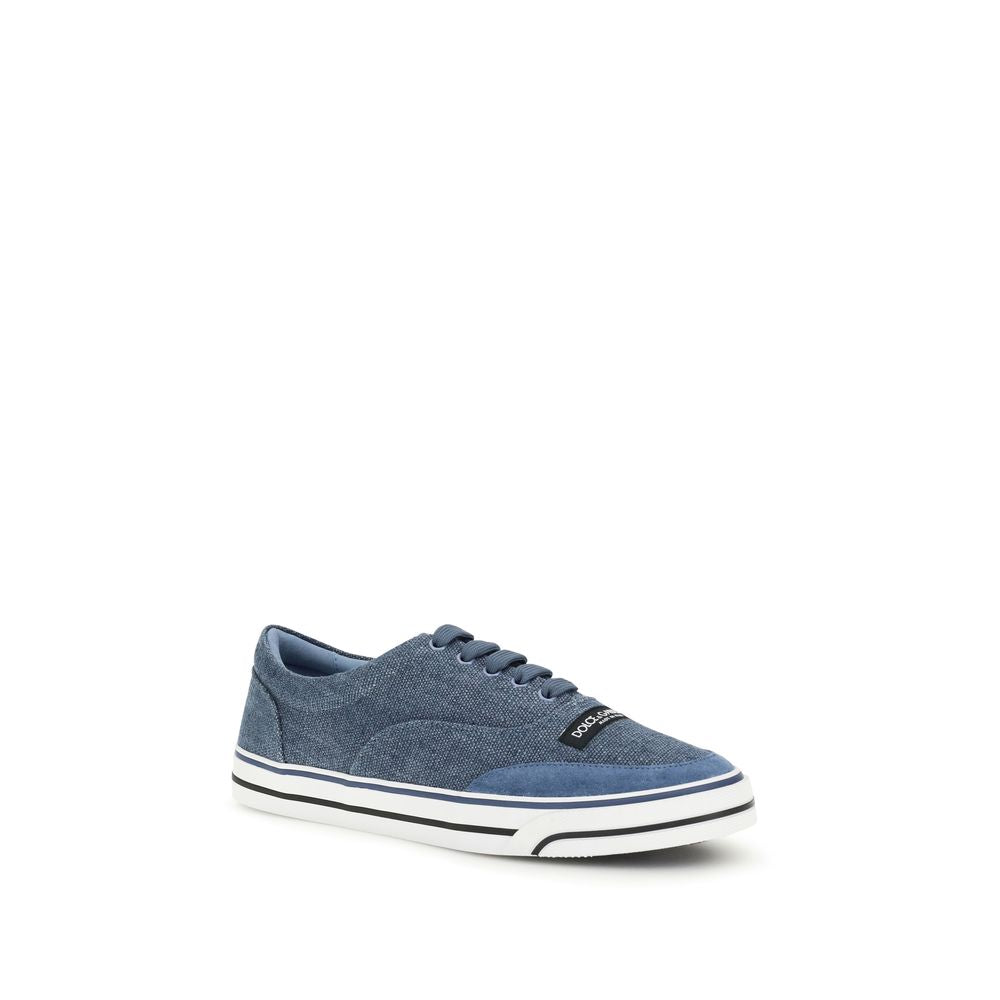 Dolce & Gabbana Blue Linen Low Top Sneakers Dolce & Gabbana
