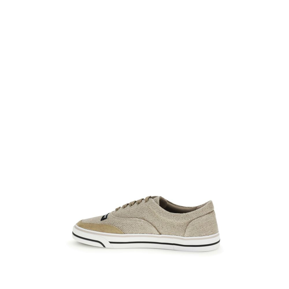 Dolce & Gabbana Beige Linen Low Top Sneakers Dolce & Gabbana