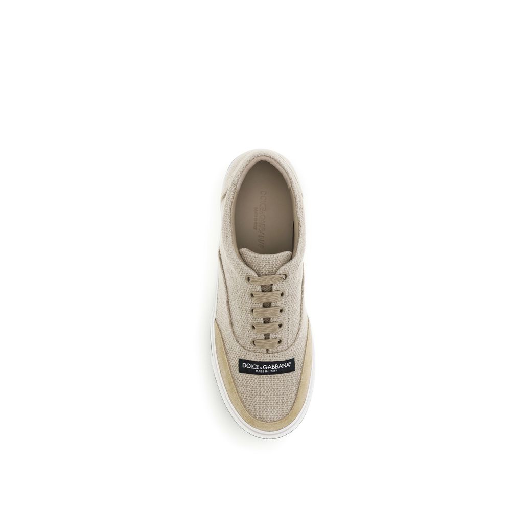 Dolce & Gabbana Beige Linen Low Top Sneakers Dolce & Gabbana