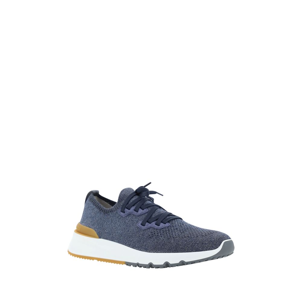Brunello Cucinelli Blue Cotton Athletic Sneakers Brunello Cucinelli