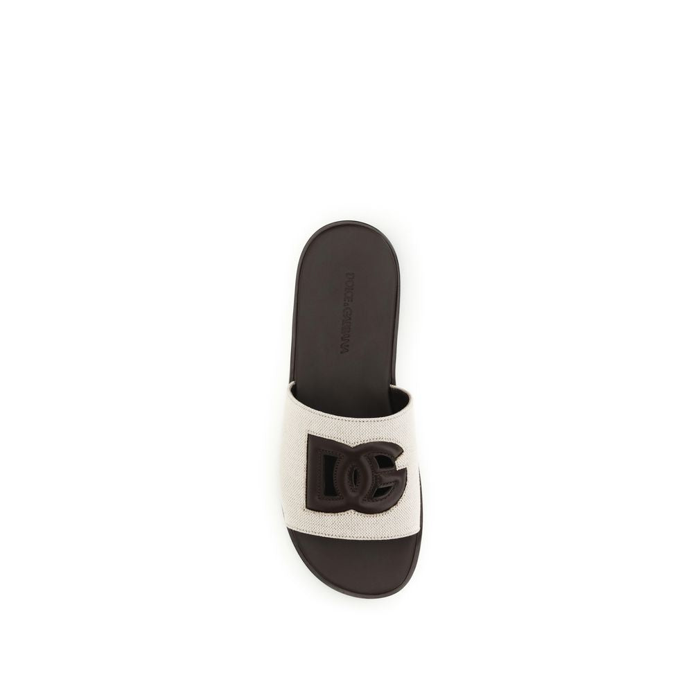 Dolce & Gabbana Beige Calf Leather Bos Taurus Flat Sandals Dolce & Gabbana