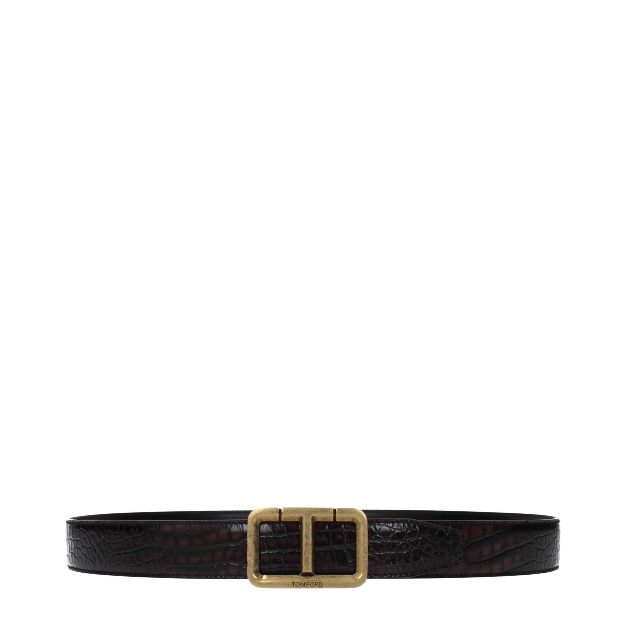 Tom Ford Brown Leather Regular Belt Tom Ford