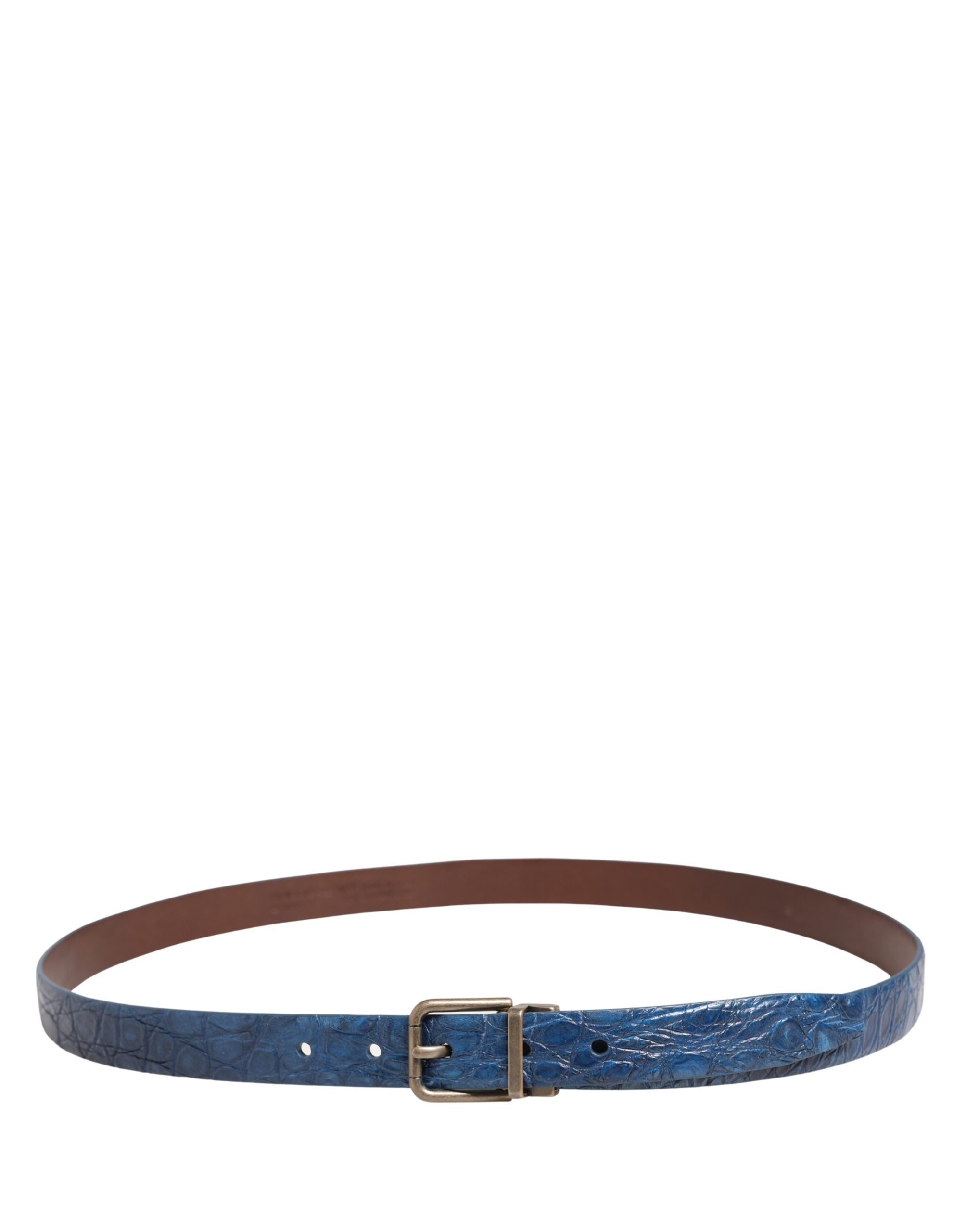 Dolce & Gabbana Navy Blue Leather Gold Tone Metal Buckle Belt Dolce & Gabbana