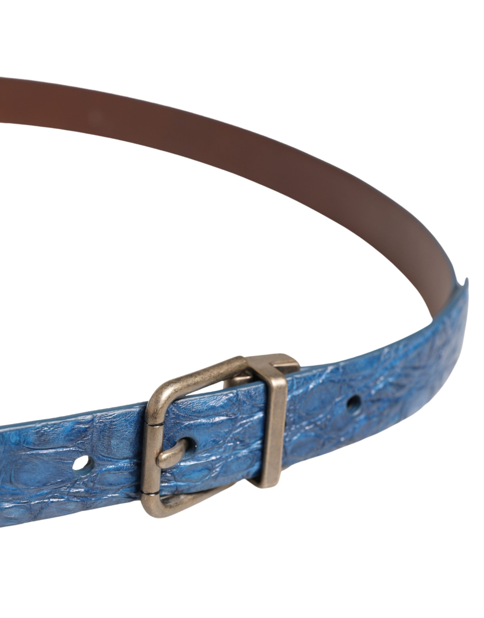 Dolce & Gabbana Navy Blue Leather Gold Tone Metal Buckle Belt Dolce & Gabbana