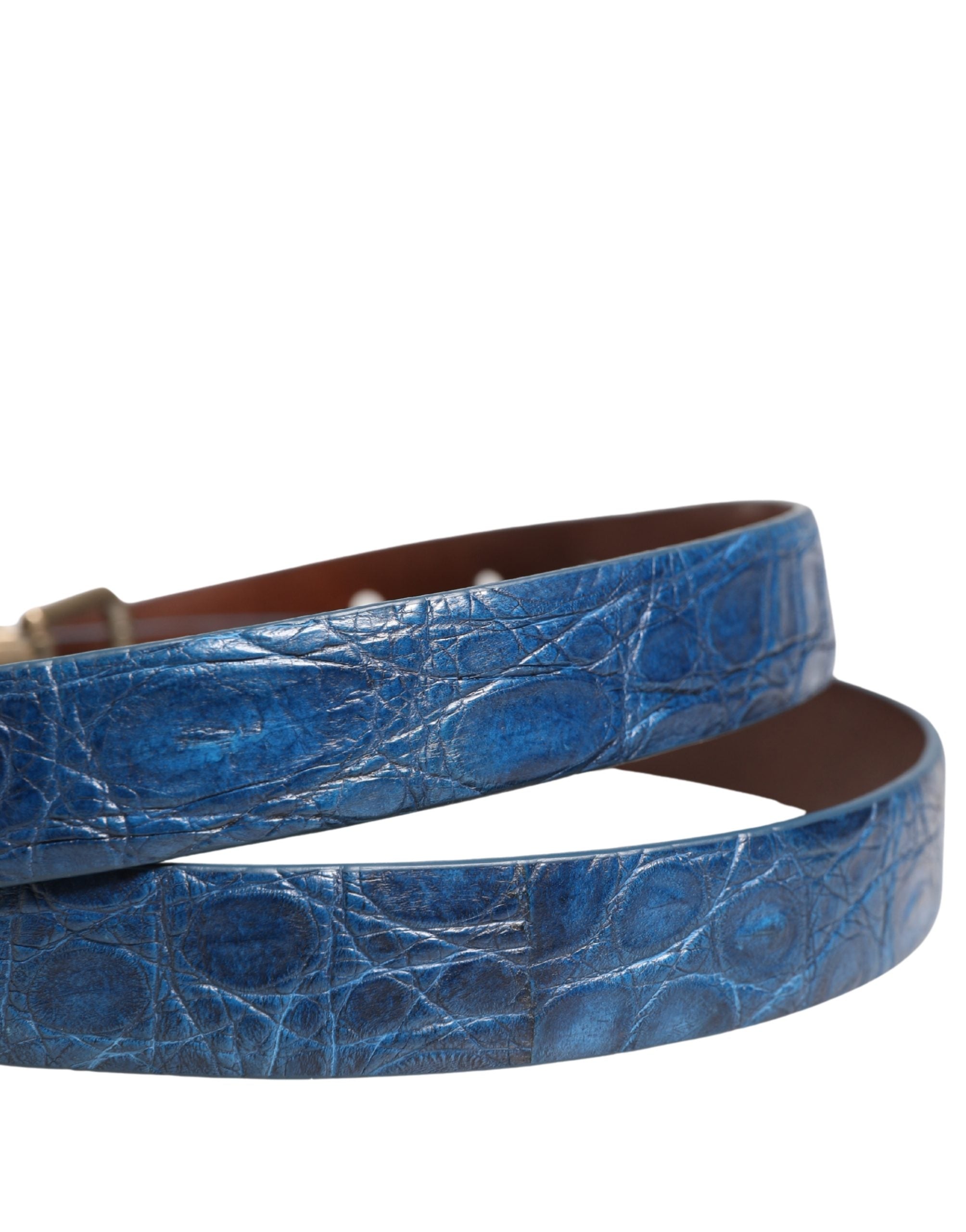 Dolce & Gabbana Navy Blue Leather Gold Tone Metal Buckle Belt Dolce & Gabbana