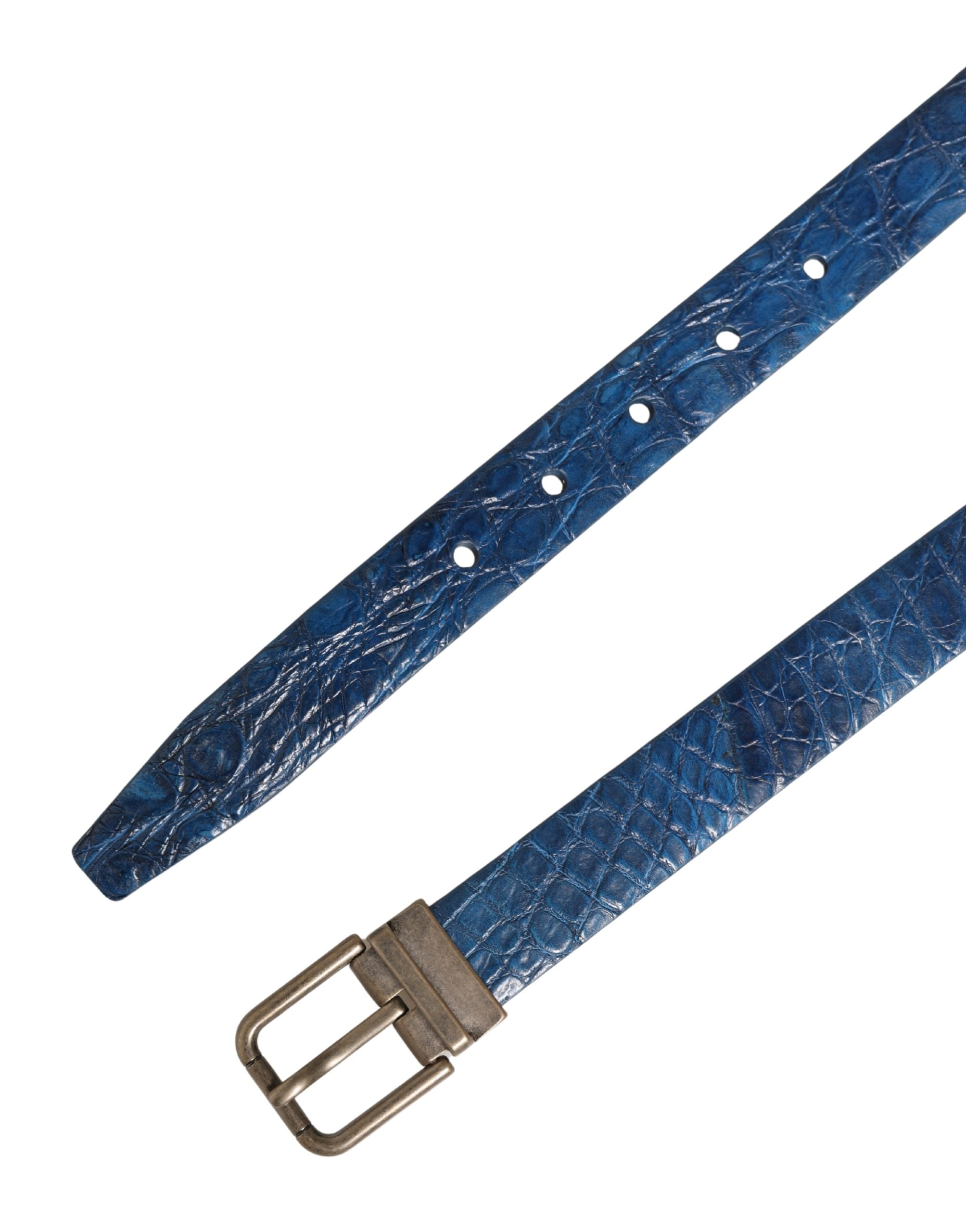 Dolce & Gabbana Navy Blue Leather Gold Tone Metal Buckle Belt Dolce & Gabbana