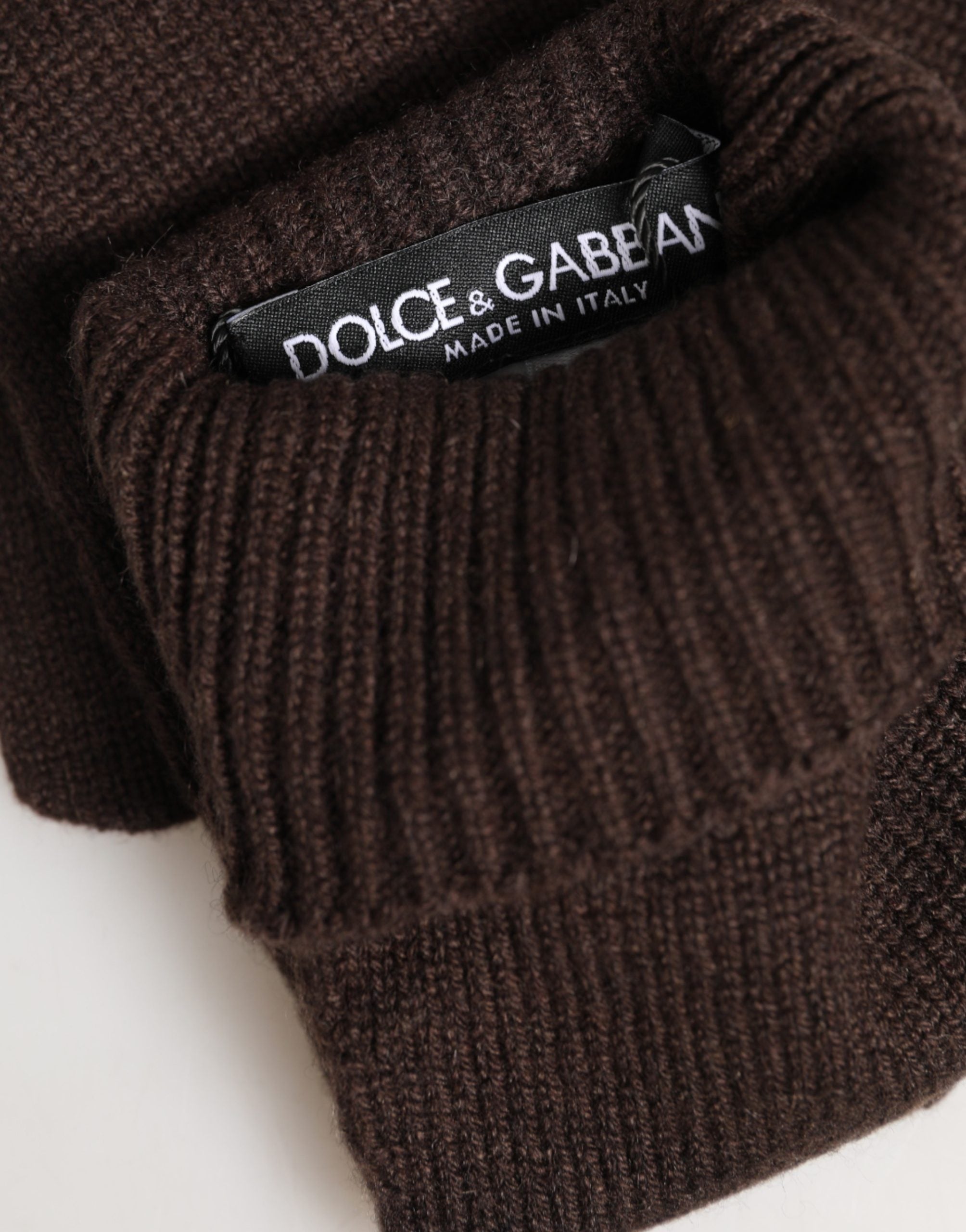 Dolce & Gabbana Brown Cashmere Knitted Elbow Length Mitten Gloves Dolce & Gabbana