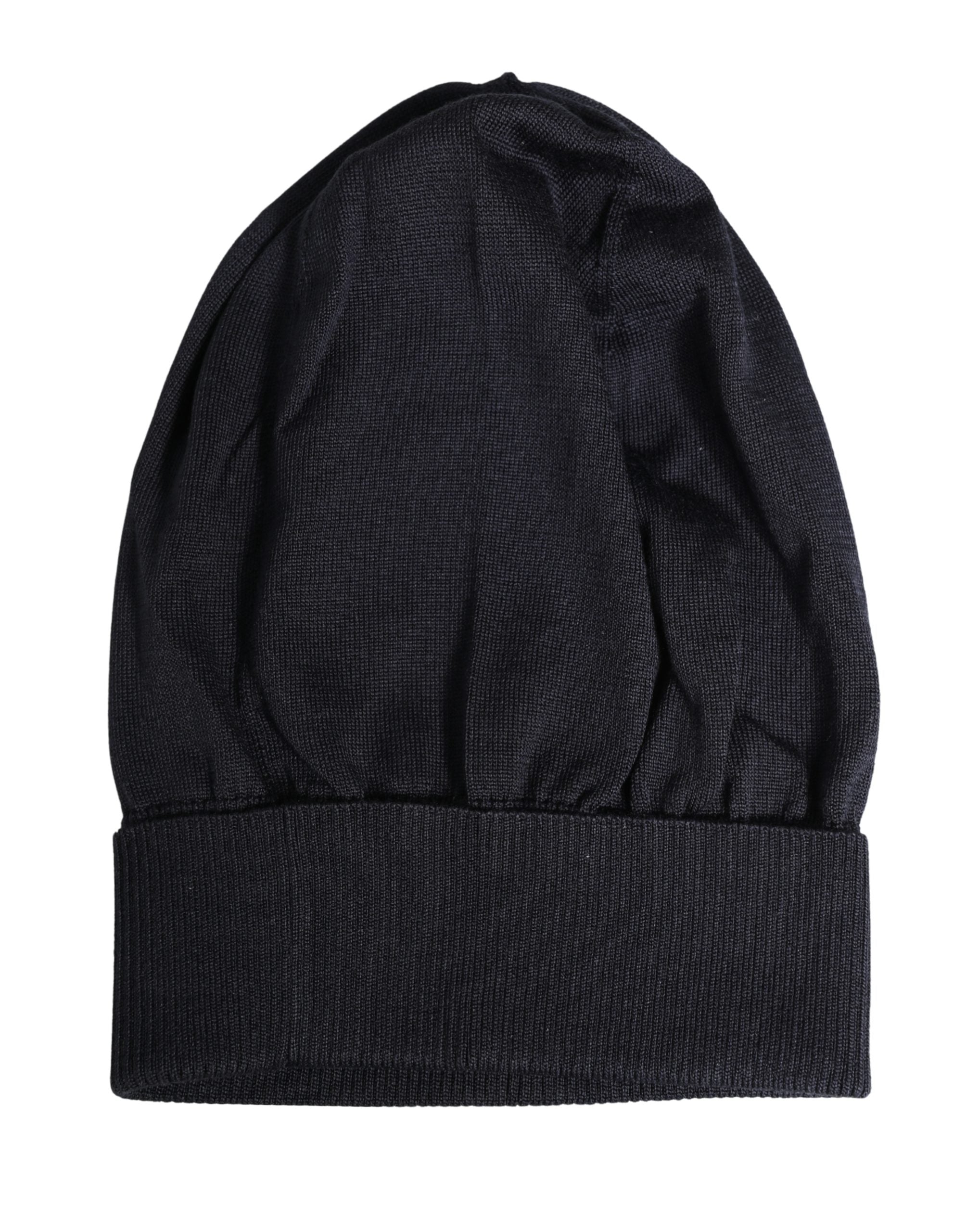 Dolce & Gabbana Black Solid Wool Knitted Winter Beanie Cap Hat Dolce & Gabbana