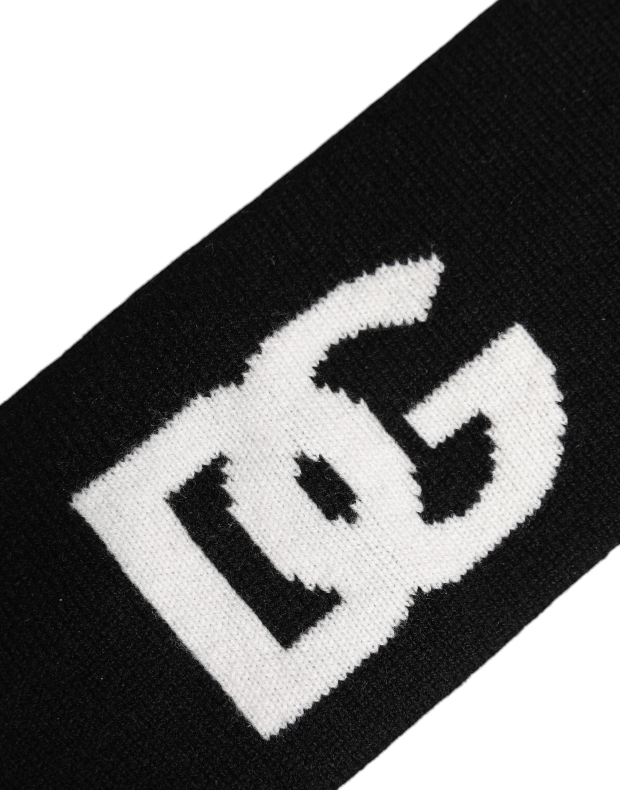 Dolce & Gabbana Men Black White Cashmere Logo Head Band Hat Dolce & Gabbana
