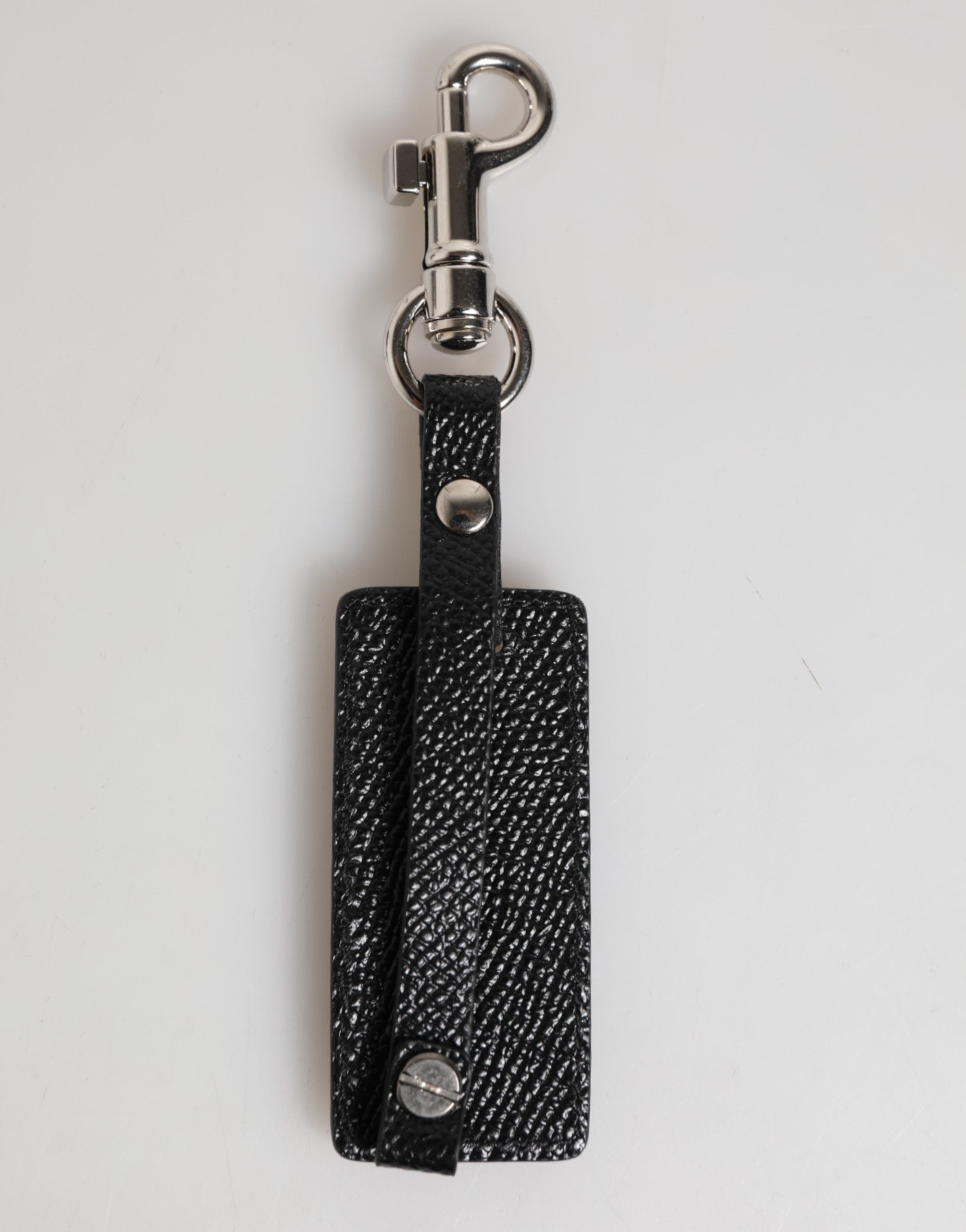 Dolce & Gabbana Black DG Logo Leather Silver Metal Keyring Men Keychain Dolce & Gabbana