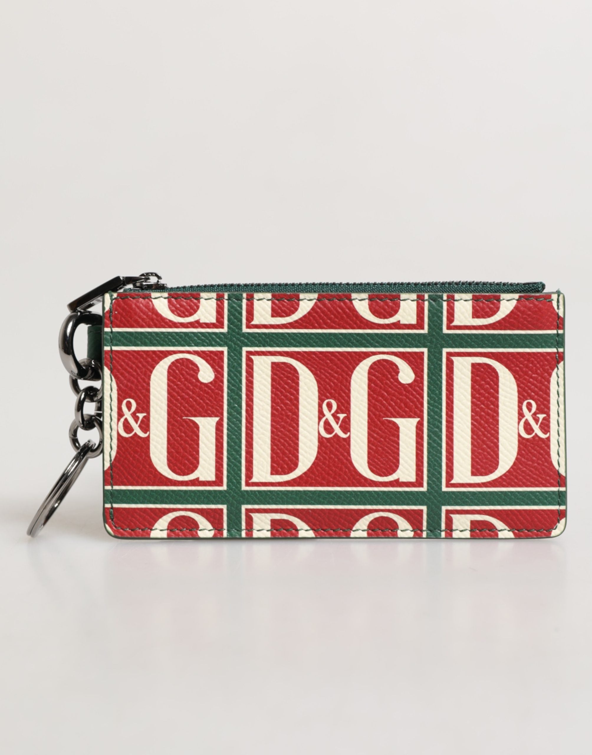 Dolce & Gabbana Green Calf Leather Logo Print Monogram Card Holder Wallet Dolce & Gabbana