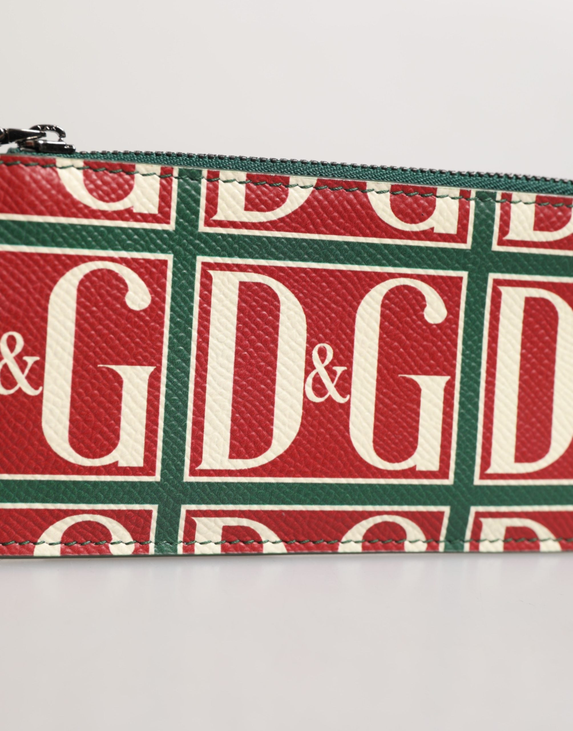 Dolce & Gabbana Green Calf Leather Logo Print Monogram Card Holder Wallet Dolce & Gabbana