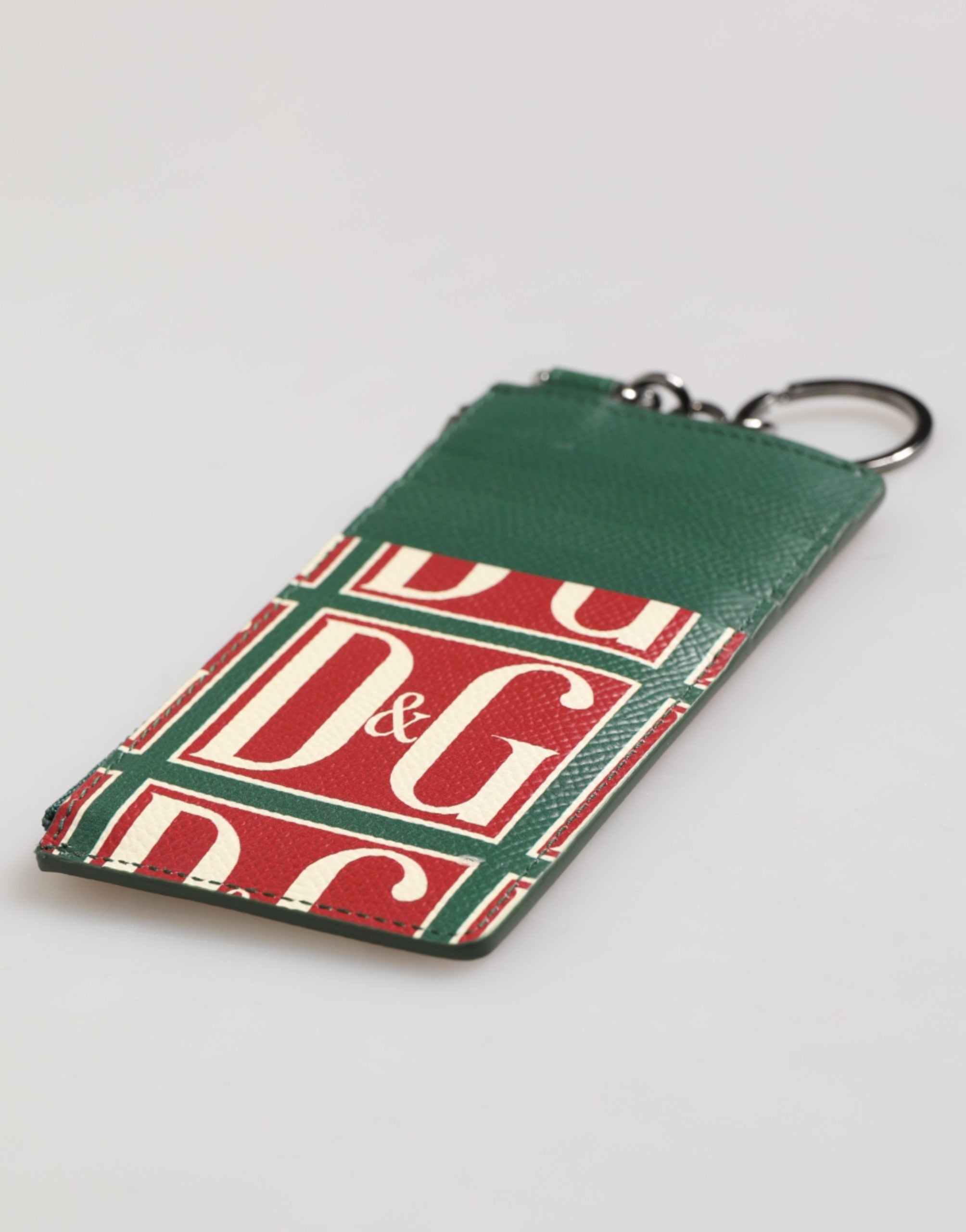 Dolce & Gabbana Green Calf Leather Logo Print Monogram Card Holder Wallet Dolce & Gabbana
