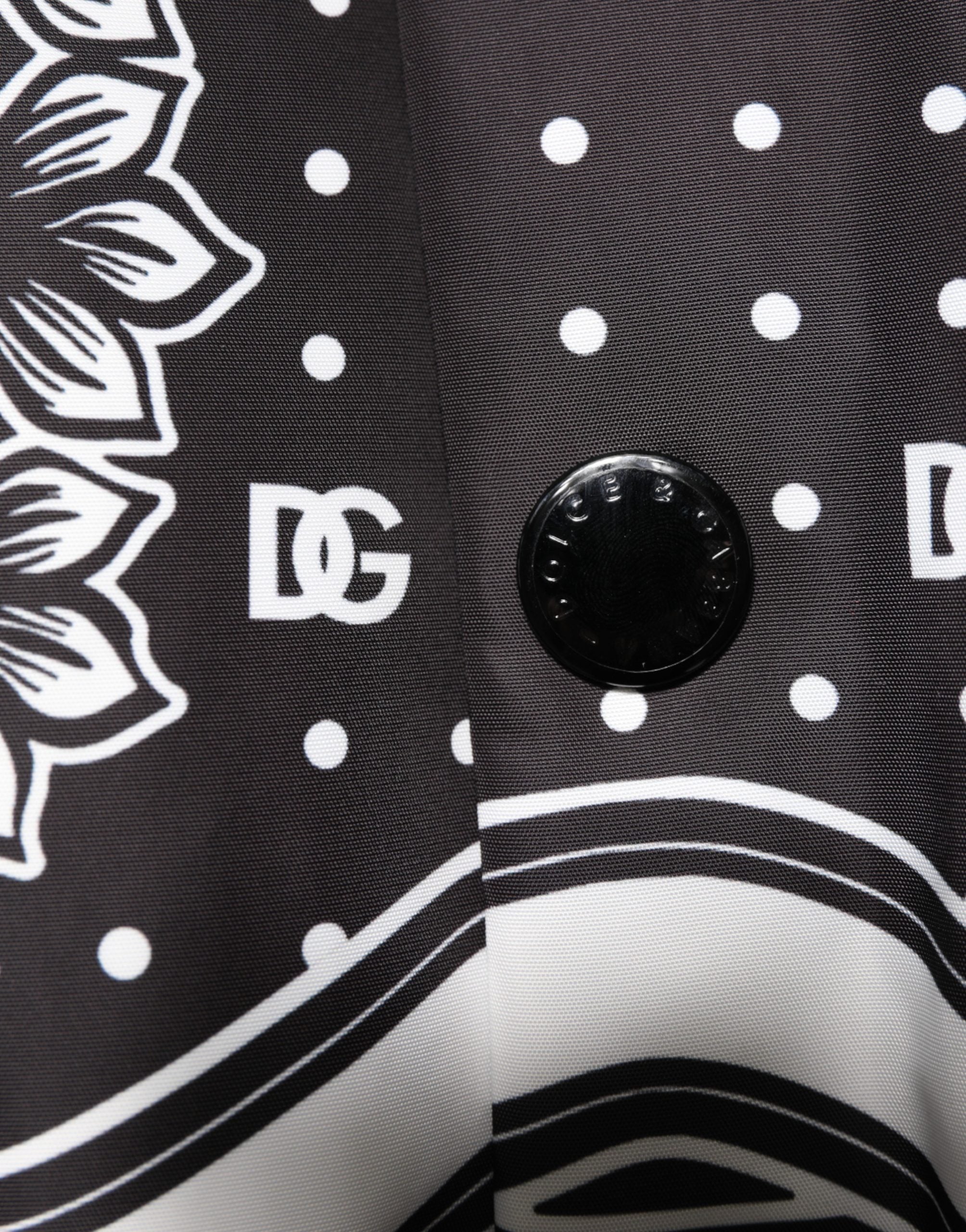 Dolce & Gabbana Black White BandanaPrint Men Bomber  Jacket Dolce & Gabbana