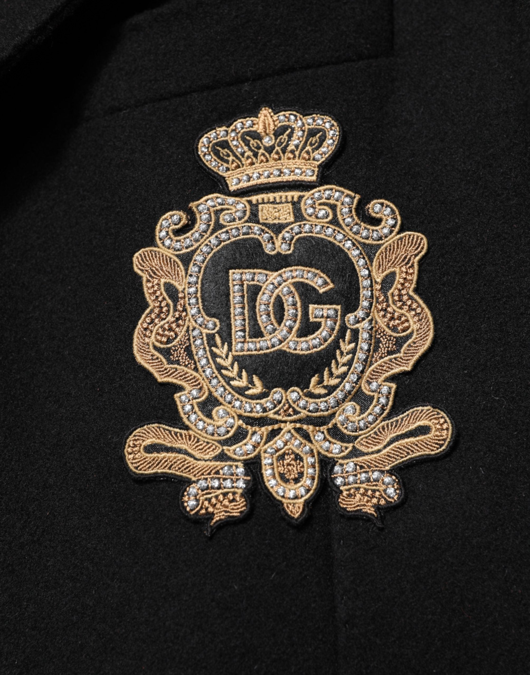 Dolce & Gabbana Black Heraldic Patch Single Breasted Blazer Jacket Dolce & Gabbana