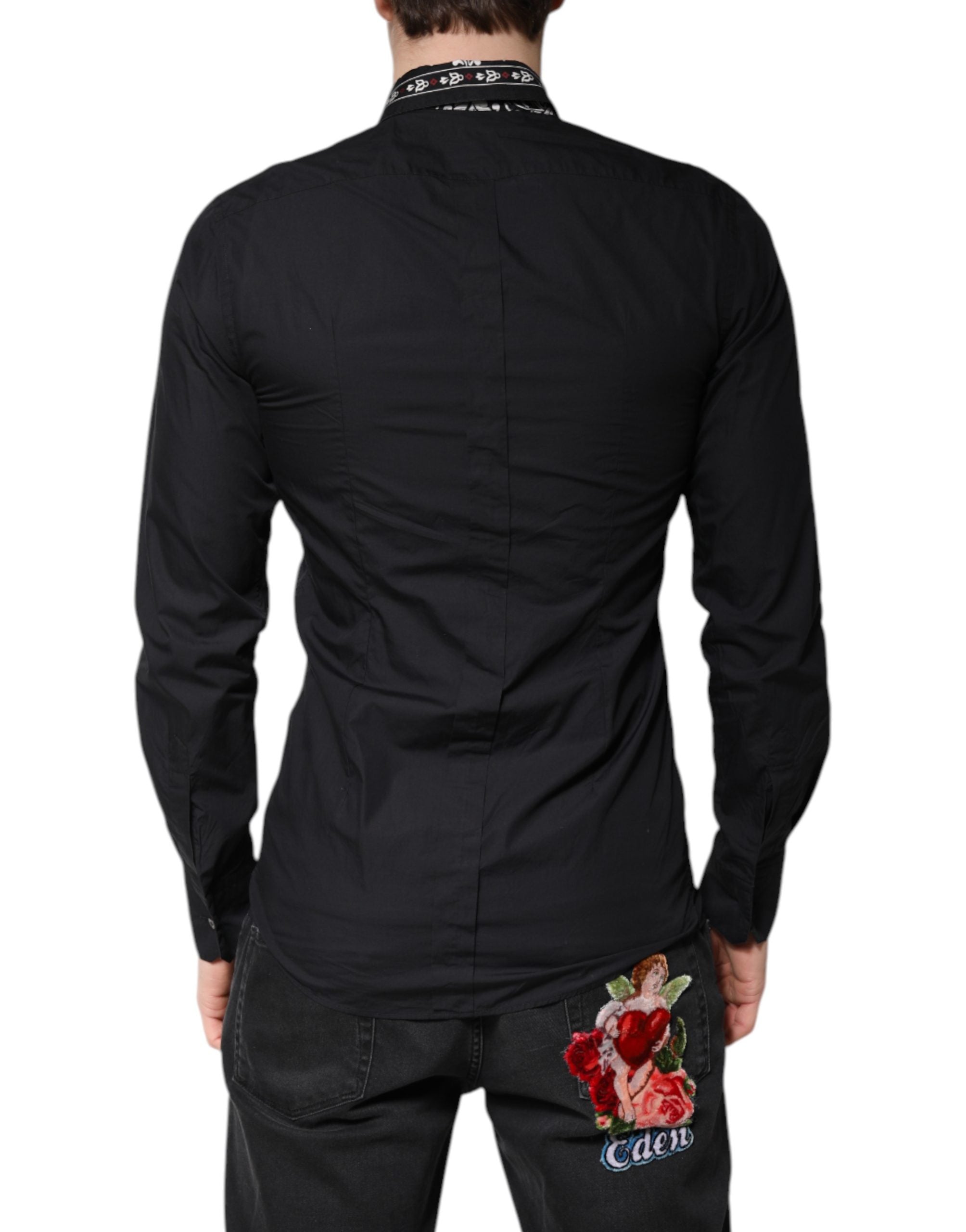 Dolce & Gabbana Black White Bandana GOLD Formal Dress Shirt Dolce & Gabbana
